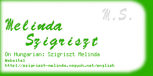 melinda szigriszt business card